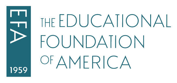 Logo for The Educational Foundation of America. On the left, a blue rectangle with EFA stacked vertically and 1959 below. To the right, the organization’s name appears in all capital letters.