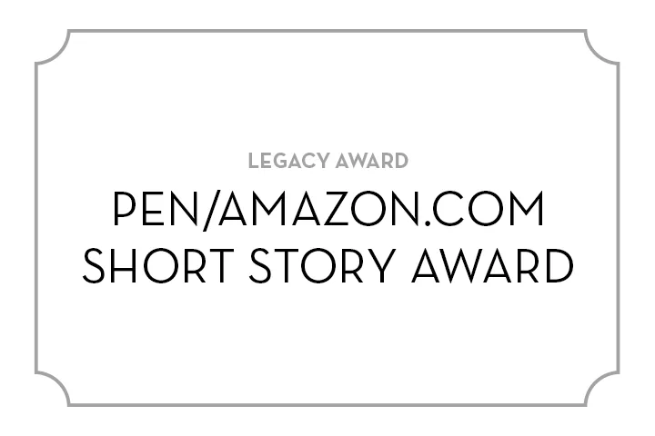 A certificate with the text Legacy Award above PEN/Amazon.com Short Story Award in bold, centered within a decorative border.