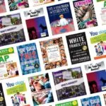 A collage of diverse book covers and pamphlets, including titles related to racism, social justice, and privilege, arranged in a grid pattern against a white background.