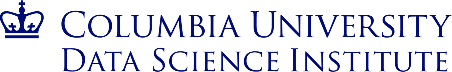 Columbia University Data Science Institute logo with a crown symbol on the left and text in blue capital letters on a white background.